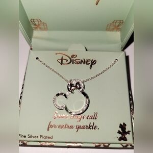 Disney Silver Necklace with Crystal Accents